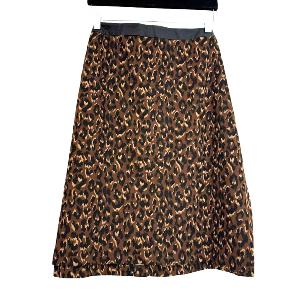 Talbots Leopard Print Pencil Straight Stretch Knit Knee Length Skirt sz 20 W
